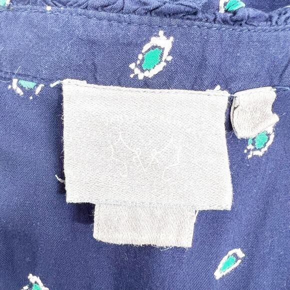 Vanessa Virginia Anthro Blue Long Sleeve Floral‎ Jeweled Top Blouse 12 - Picture 7 of 8